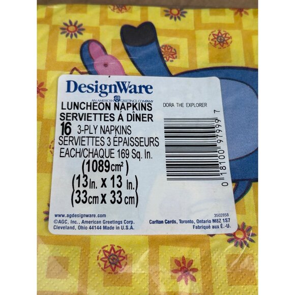 Dora The Explorer DesignWare 3-Ply Luncheon Napkins 16 ct 13" American Greetings - Picture 3 of 3